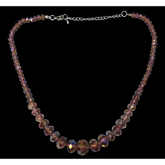 Elegant Sparkly AB Brown Faceted Glass Beaded Necklace - Picture 1 of 8